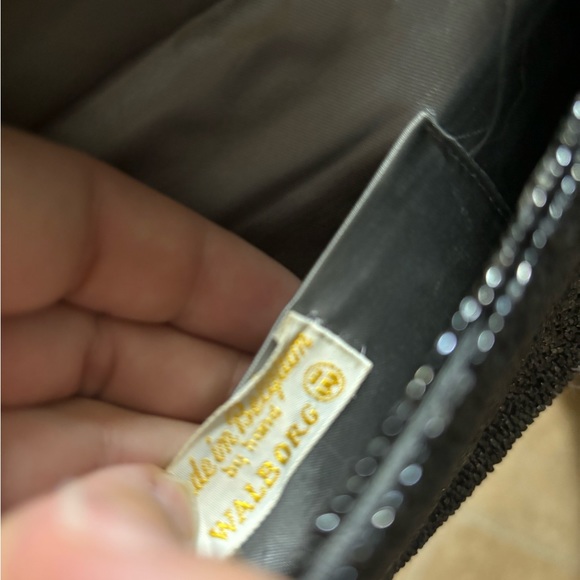 VINTAGE Handmade, hand beaded, black clutch. Made in Belgium, by Walborg - Picture 7 of 14